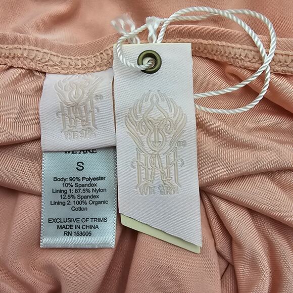 Free People We Are HAH Womans size S Eyes on Top Bodysuit Copper Rose Pink NEW - Picture 6 of 9